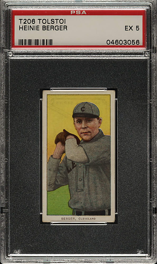 1909-1911 T206 White Border Heinie Berger PSA EX 5 - Tolstoi Back