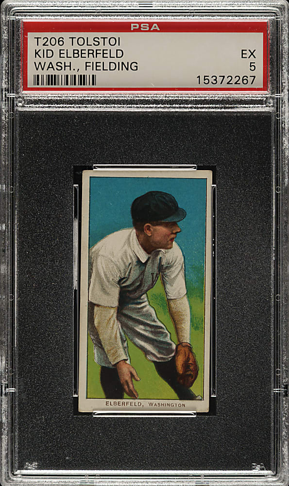 1909-1911 T206 White Border Kid Elberfeld Fielding PSA EX 5 - Tolstoi Back