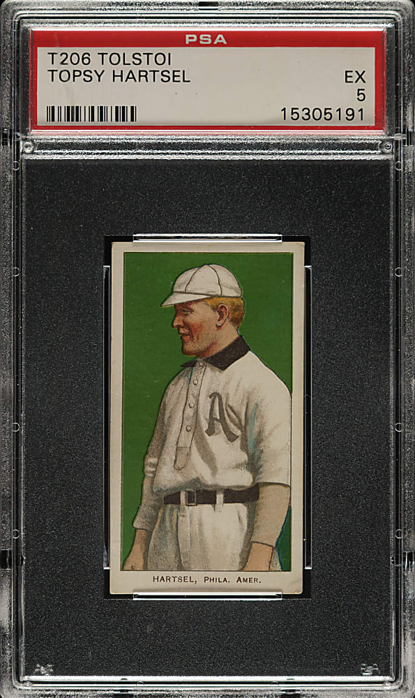 1909-1911 T206 White Border Topsy Hartsel PSA EX 5 - Tolstoi Back