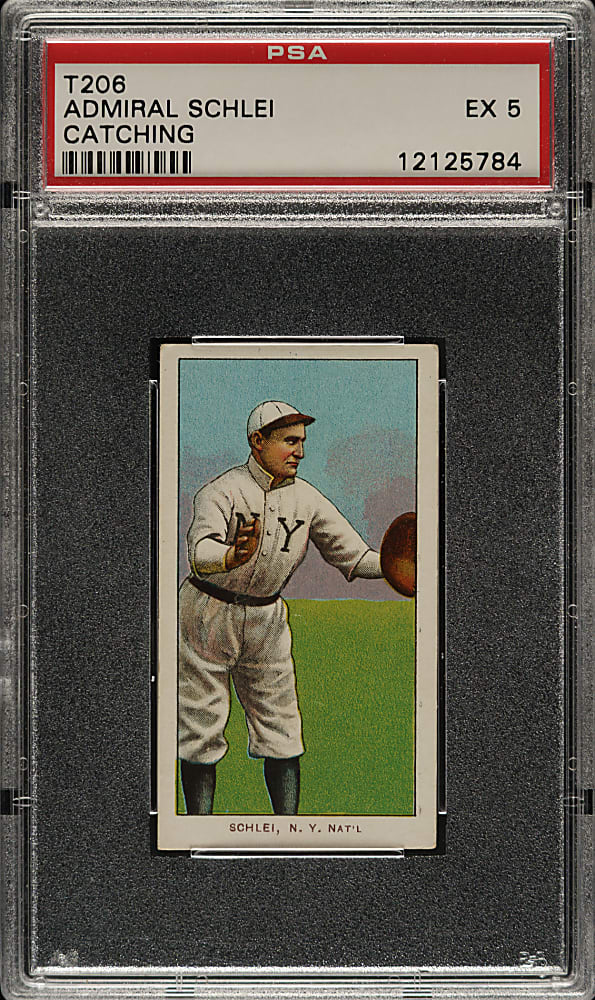 1909-1911 T206 White Border Admiral Schlei Catching PSA EX 5