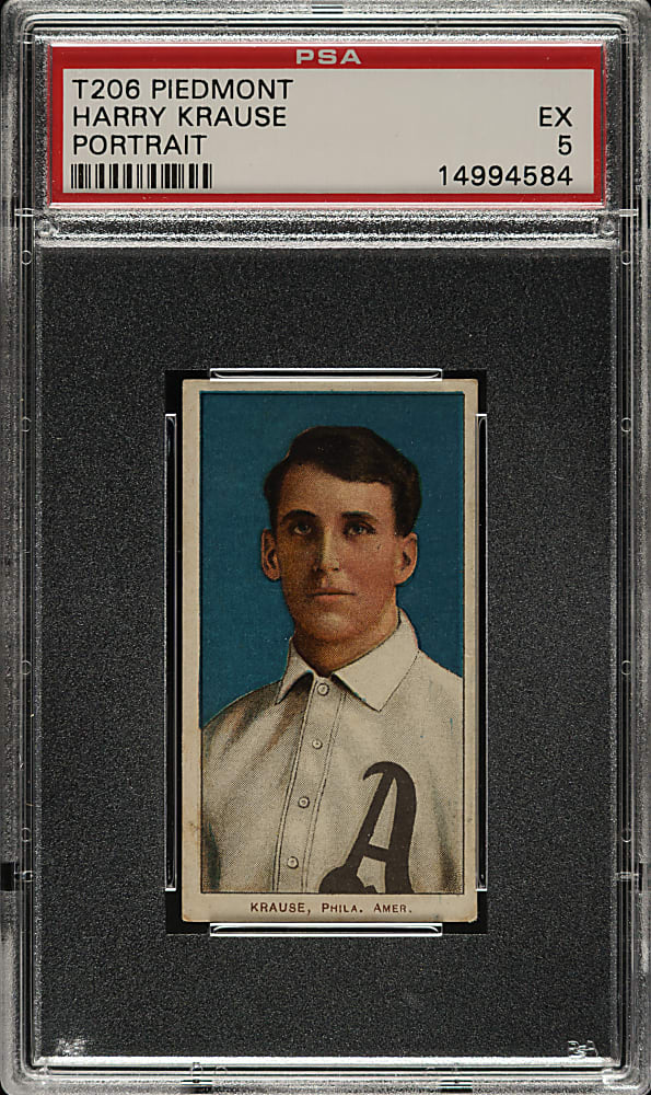 1909-1911 T206 White Border Harry Krause Portrait PSA EX 5