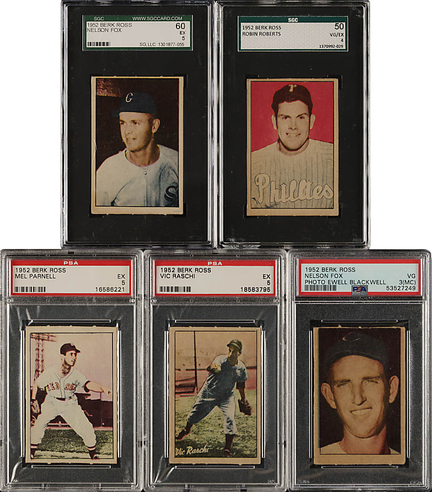 1952 Berk Ross PSA- and SGC-Graded Collection (5)