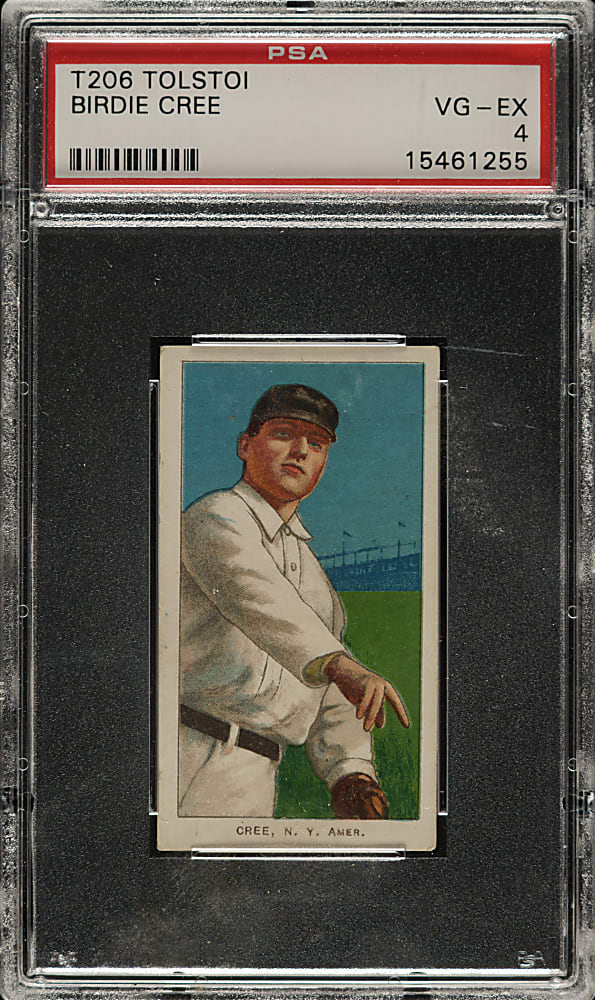 1909-1911 T206 White Border Birdie Cree PSA VG-EX 4 - Tolstoi Back