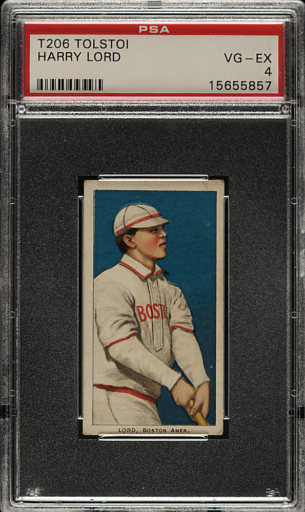 1909-1911 T206 White Border Harry Lord PSA VG-EX 4 - Tolstoi Back