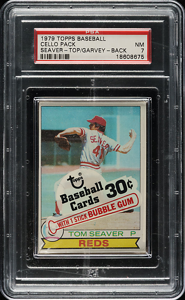 1979 Topps Unopened Cello Pack PSA NM 7 - Tom Seaver on Top and Steve Garvey on Back