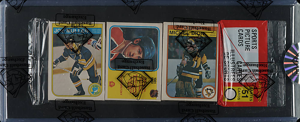 1982-1983 O-Pee-Chee Hockey Unopened Rack Pack - Joe Mullen and Wayne Gretzky on Top - BBCE