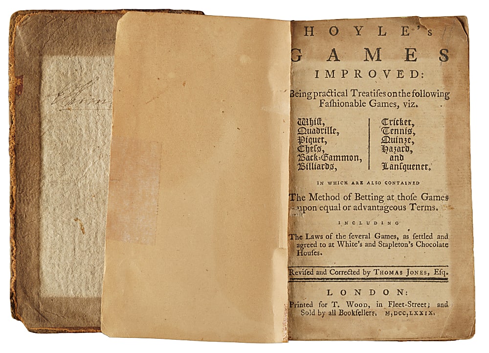 1779 "Hoyle's Games Improved: Being Practical Treatises on the Following Fashionable Games..."