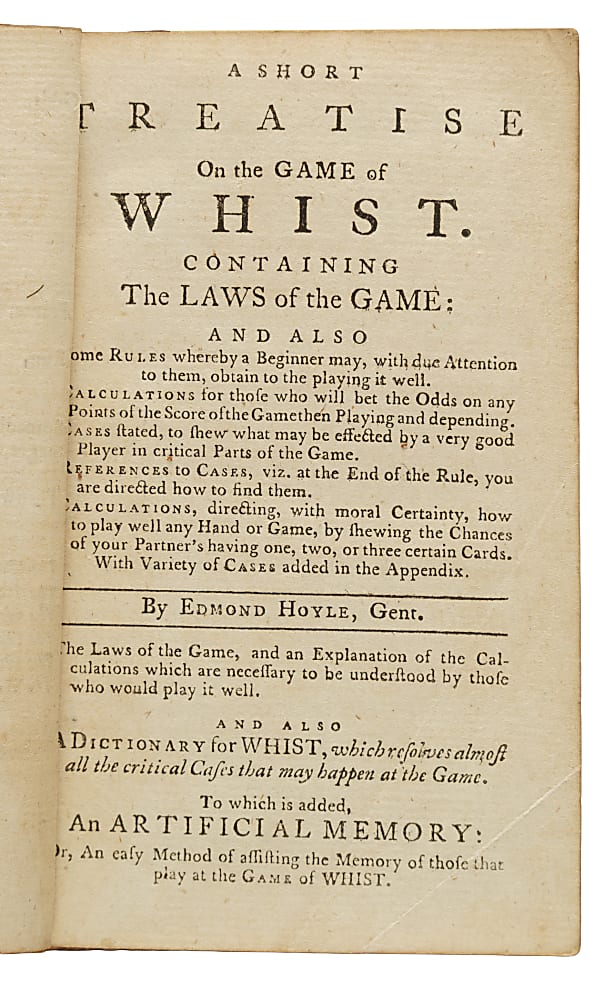 1779 "Hoyle's Games Improved: Being Practical Treatises on the Following Fashionable Games..."