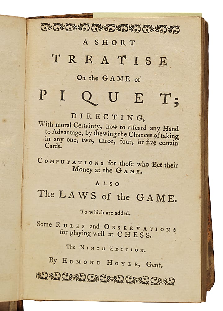 1779 "Hoyle's Games Improved: Being Practical Treatises on the Following Fashionable Games..."