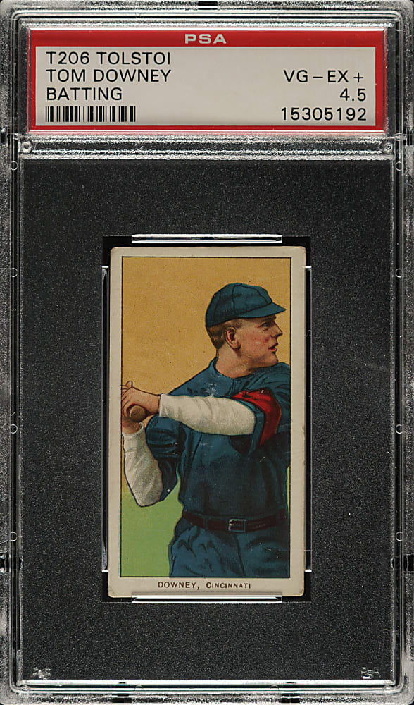 1909-1911 T206 White Border Tom Downey Batting PSA VG-EX+ 4.5 - Tolstoi Back