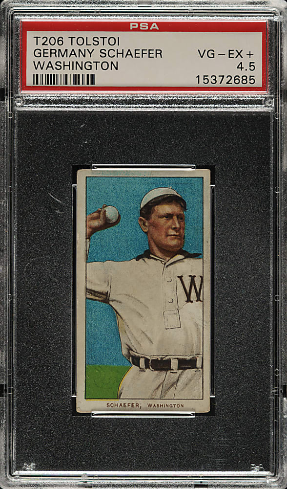 1909-1911 T206 White Border Germany Schaefer Washington PSA VG-EX+ 4.5 - Tolstoi Back