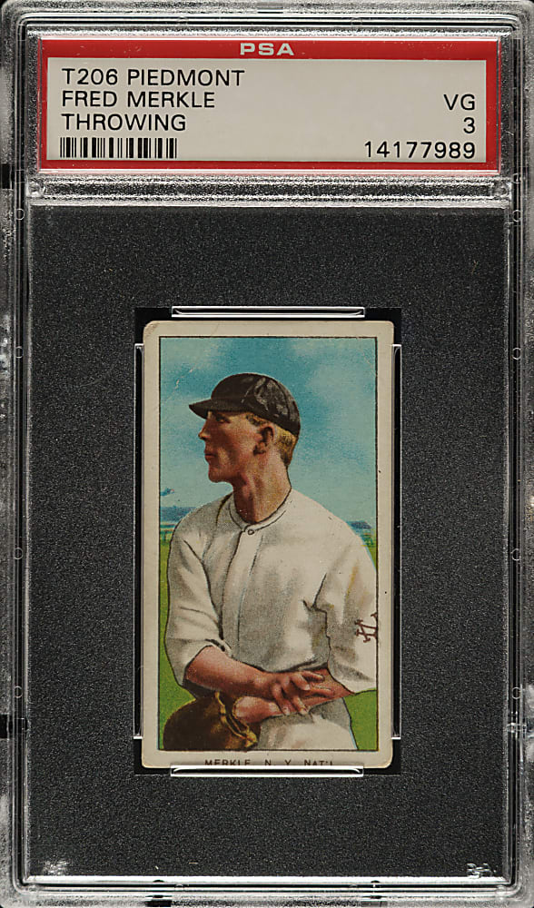 1909-1911 T206 White Border Fred Merkle Throwing PSA VG 3