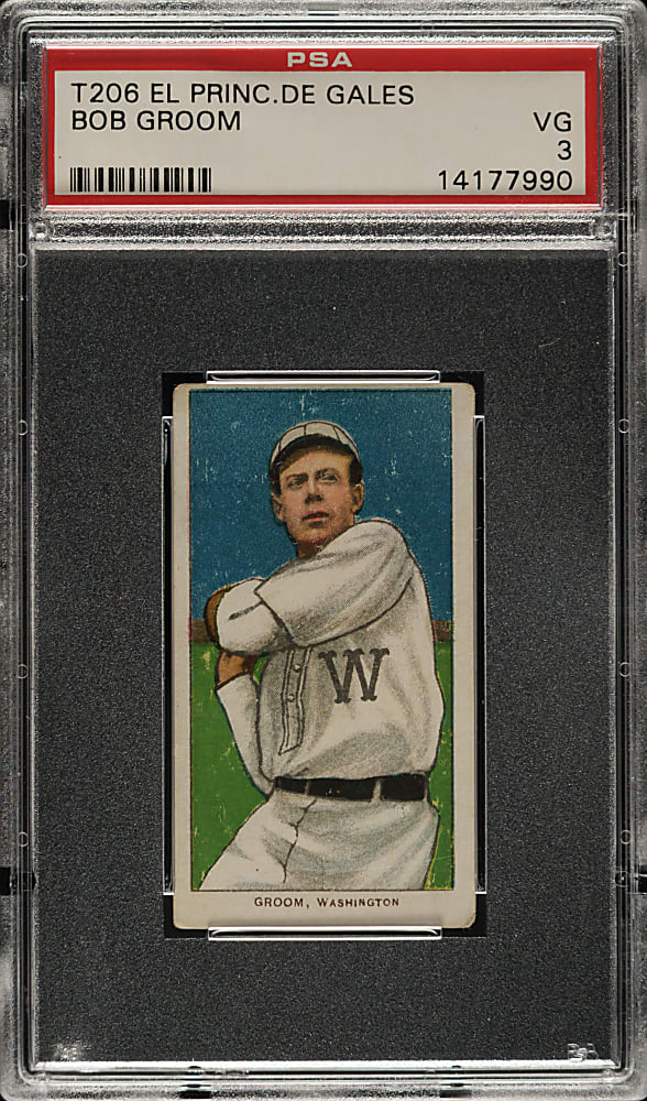 1909-1911 T206 White Border Bob Groom PSA VG 3 - El Principe De Gales Back
