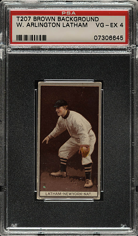 1912 T207 Brown Background W. Arlington Latham PSA VG-EX 4