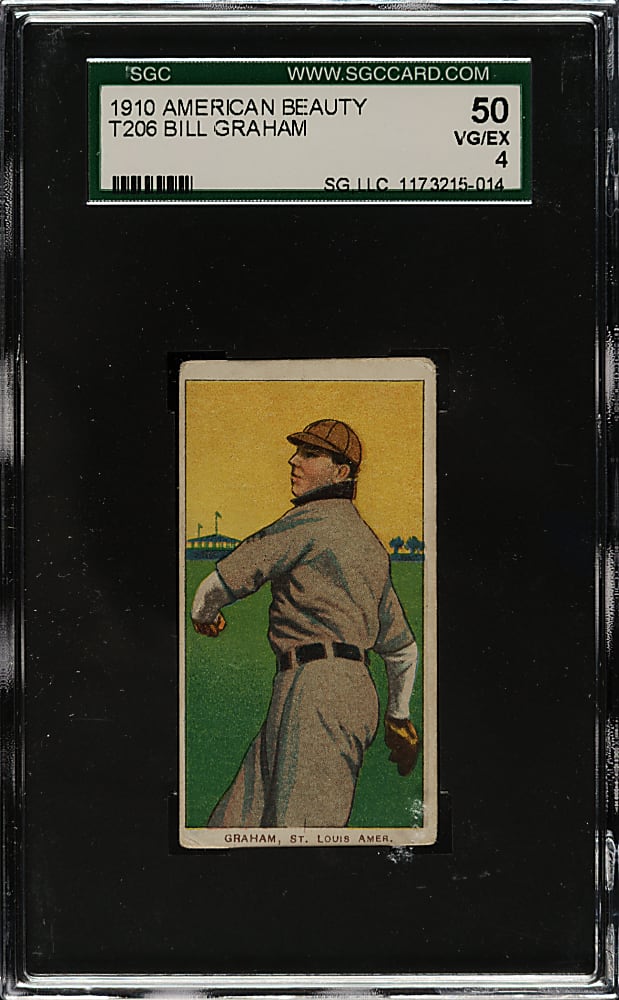 1909-1911 T206 White Border Bill Graham SGC VG/EX 50 - American Beauty 350 Back