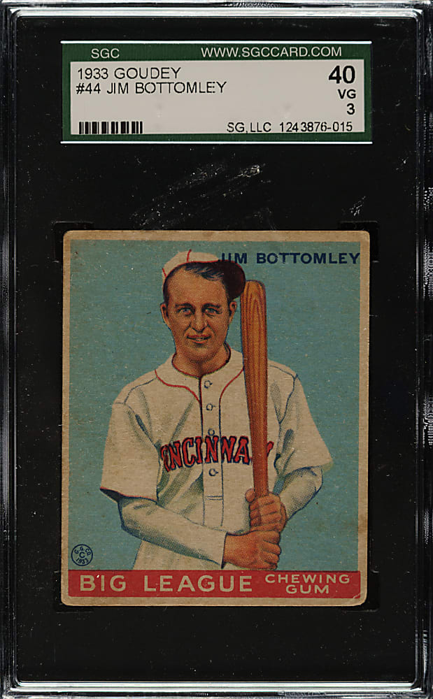 1933 R319 Goudey #44 Jim Bottomley SGC VG 40