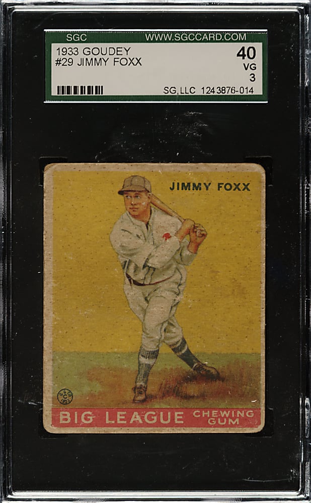 1933 R319 Goudey #29 Jimmy Foxx SGC VG 40