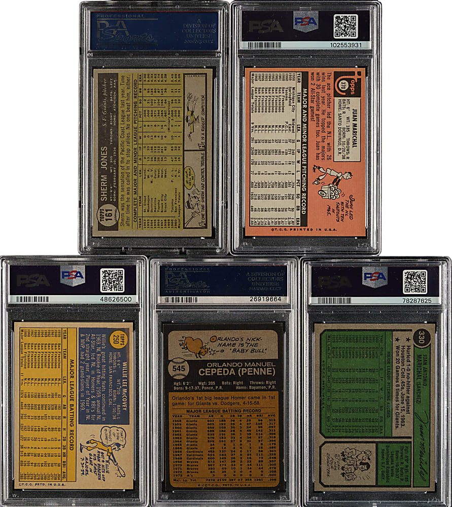 1961 to 1974 Topps Hall of Fame and Star PSA-Graded Collection (5)