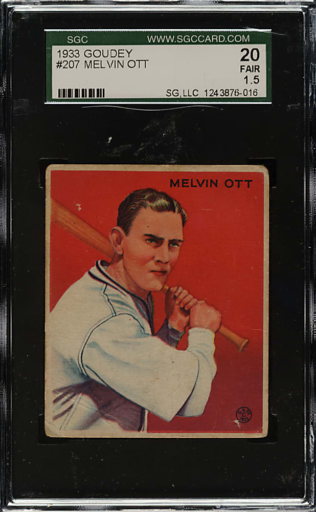 1933 R319 Goudey #207 Mel Ott SGC FAIR 20