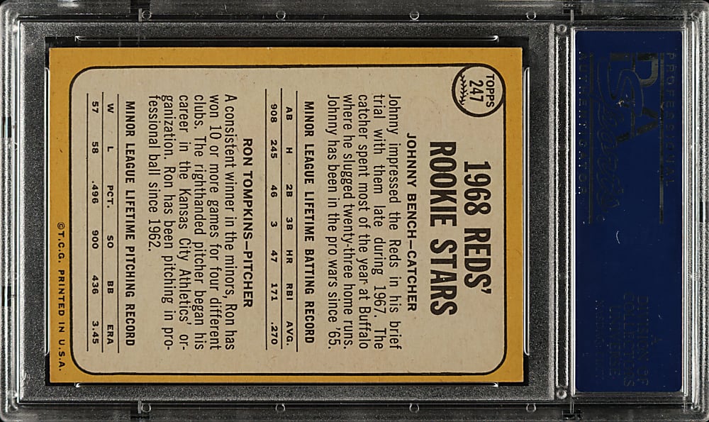 1968 Topps #247 Johnny Bench Rookie PSA VG-EX 4