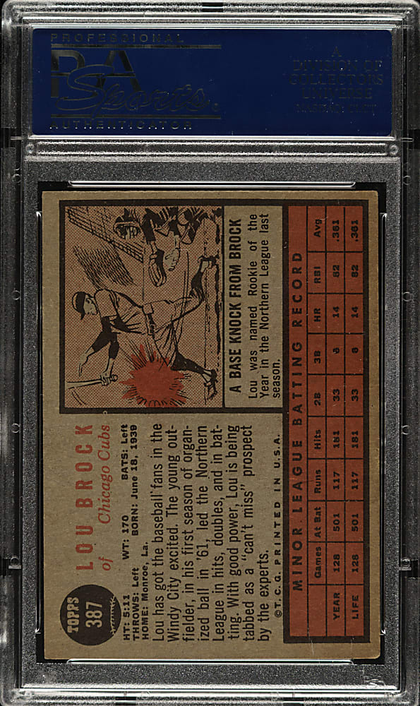 1962 Topps #387 Lou Brock Rookie PSA EX 5