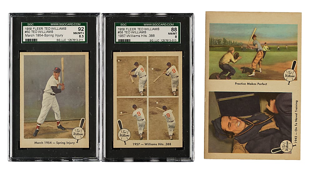 1959 Fleer Ted Williams Collection (19) Including One Uncut Panel