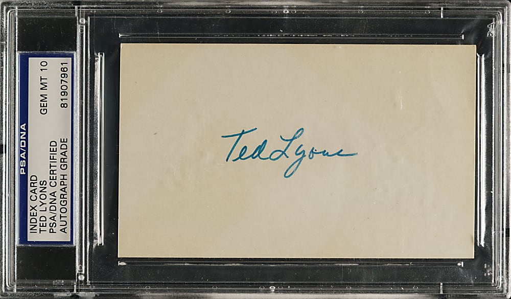 Ted Lyons Signed Index Card PSA/DNA GEM MINT 10