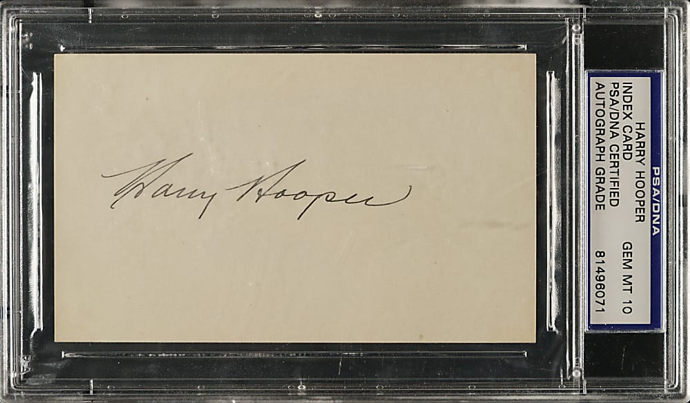 Harry Hooper Signed Index Card PSA/DNA GEM MINT 10