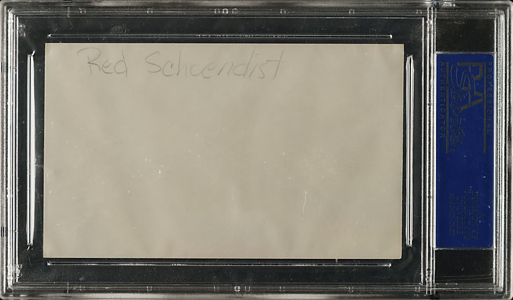 Red Schoendienst Signed Index Card PSA/DNA GEM MINT 10