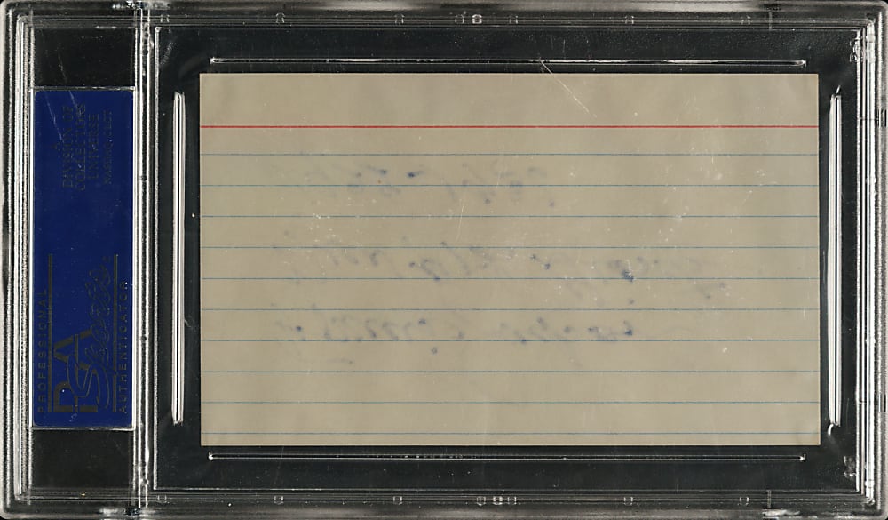 Travis Jackson Signed Index Card PSA/DNA GEM MINT 10