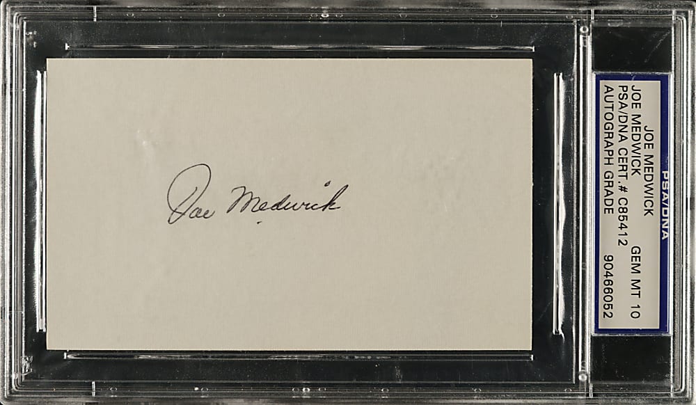 Joe Medwick Signed Index Card PSA/DNA GEM MINT 10