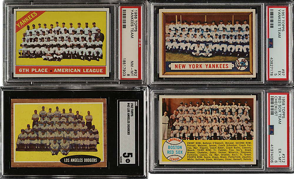 1957 to 1967 Topps Team PSA- and SGC-Graded Collection (12) Including New York Yankees, Boston Red Sox, and San Francisco Giants