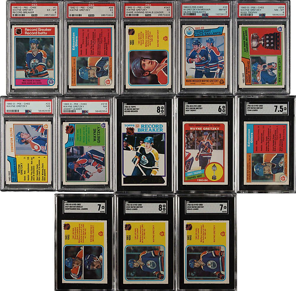 1982-1983 to 1985-1986 Topps and O-Pee-Chee Hockey Wayne Gretzky PSA- and SGC-Graded Collection (17)