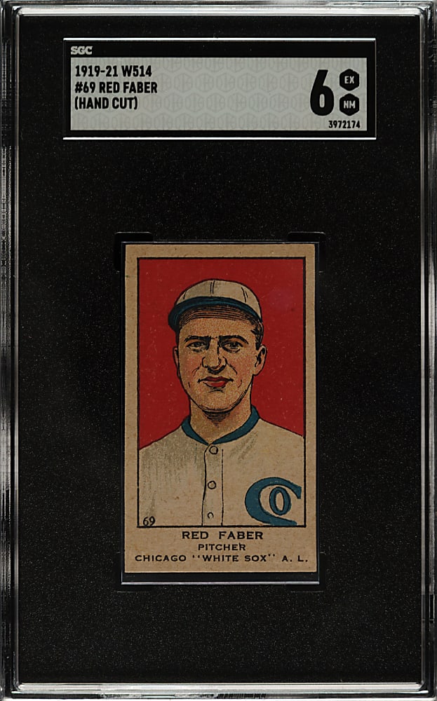 1920-1921 W514 #69 Red Faber SGC EX/NM 6