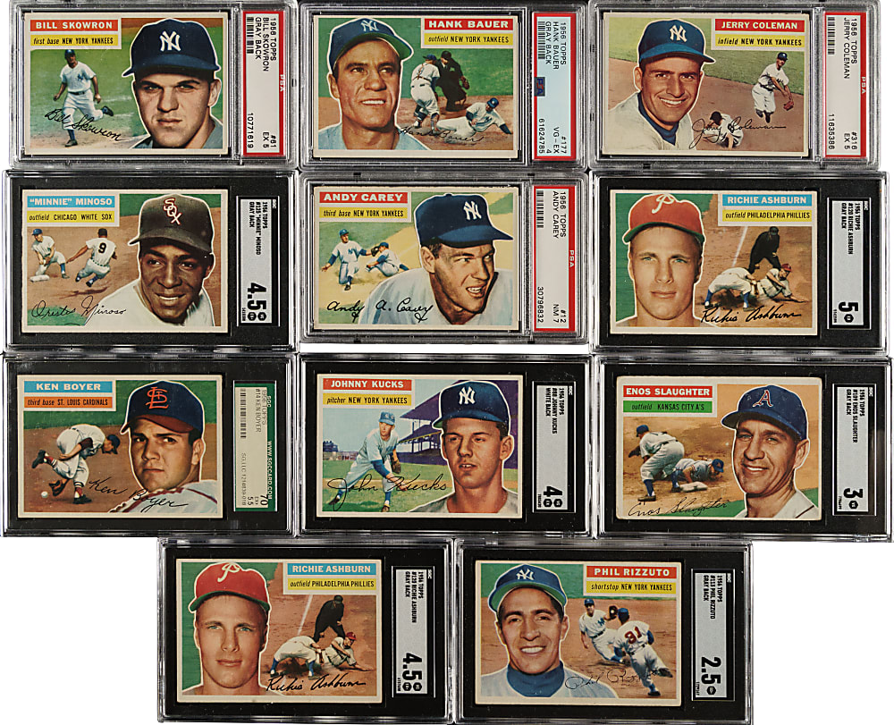 1956 Topps PSA- and SGC-Graded Collection (15) Including Ernie Banks, Warren Spahn, and Harmon Killebrew