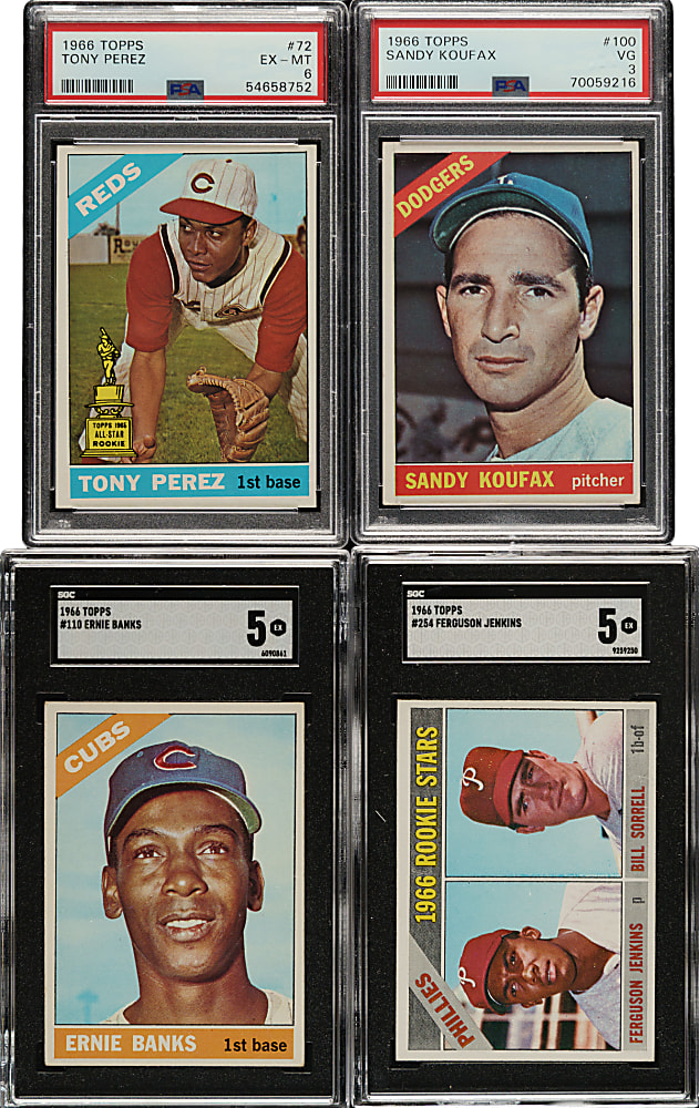 1966 Topps PSA- and SGC-Graded Collection (9) Including Sandy Koufax, two Ernie Banks, and Fergie Jenkins Rookie