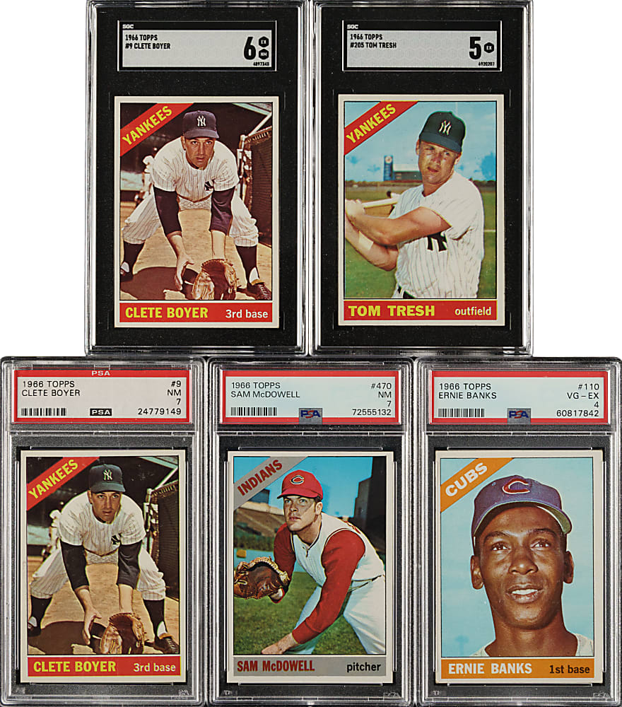 1966 Topps PSA- and SGC-Graded Collection (9) Including Sandy Koufax, two Ernie Banks, and Fergie Jenkins Rookie