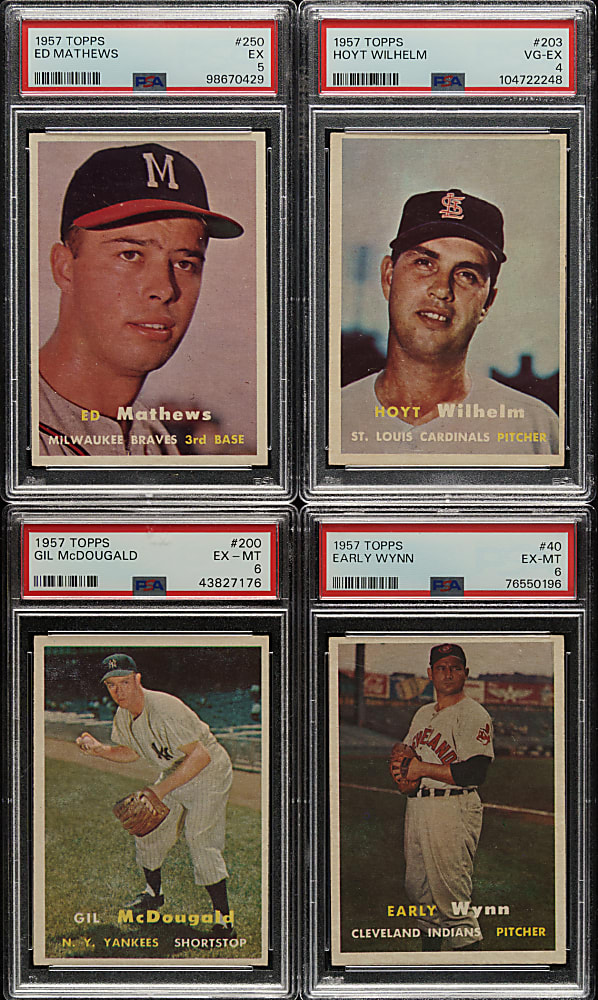 1957 Topps PSA-Graded Collection (20) Including Eddie Mathews, Early Wynn, and Hoyt Wilhelm