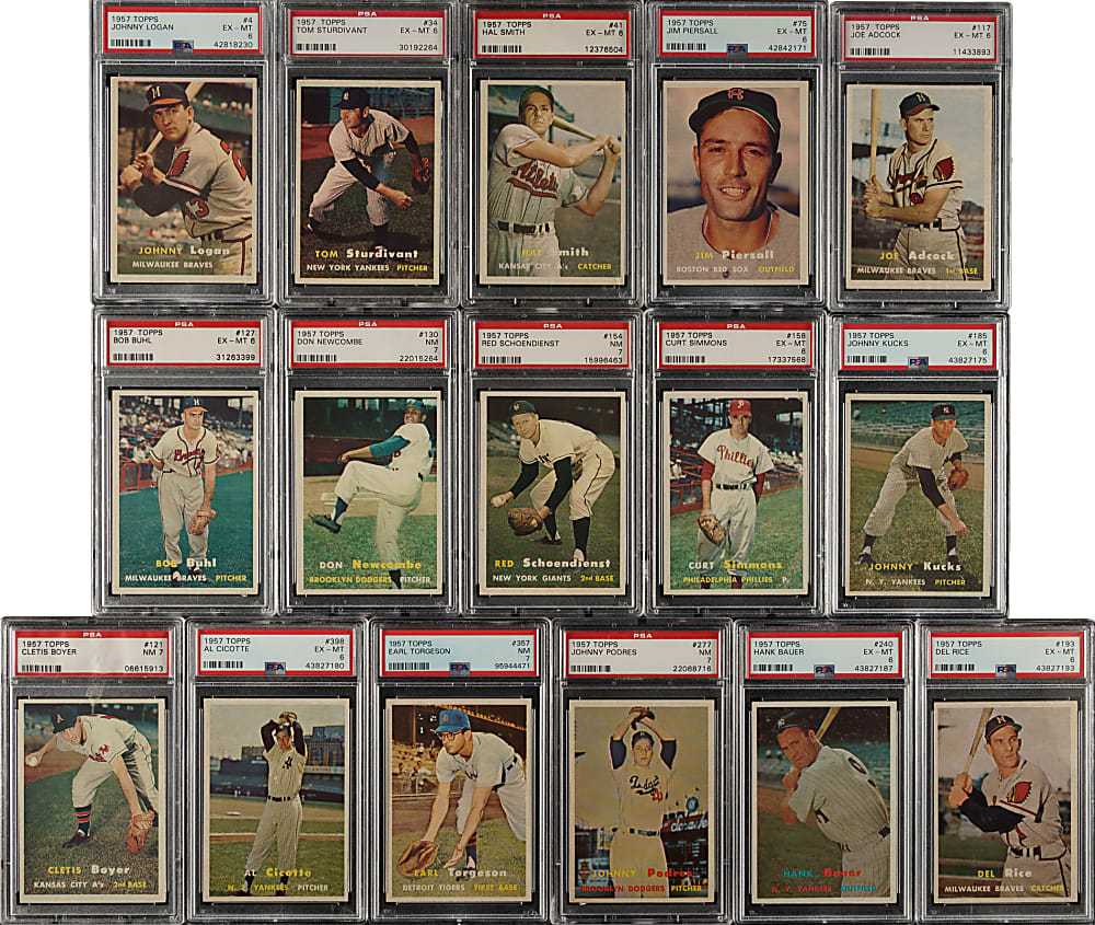 1957 Topps PSA-Graded Collection (20) Including Eddie Mathews, Early Wynn, and Hoyt Wilhelm