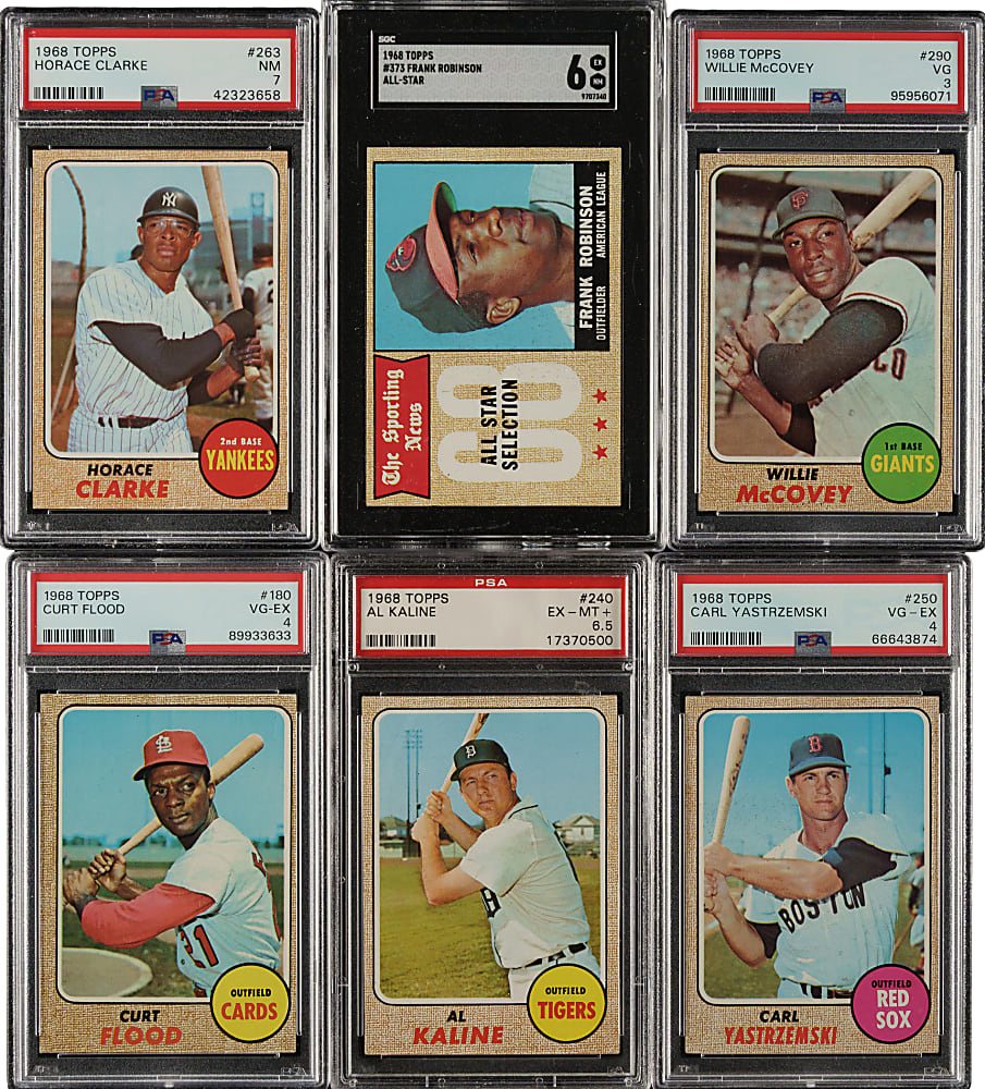 1968 Topps PSA- and SGC-Graded Collection (6) Including Al Kaline, Carl Yastrzemski, and Frank Robinson