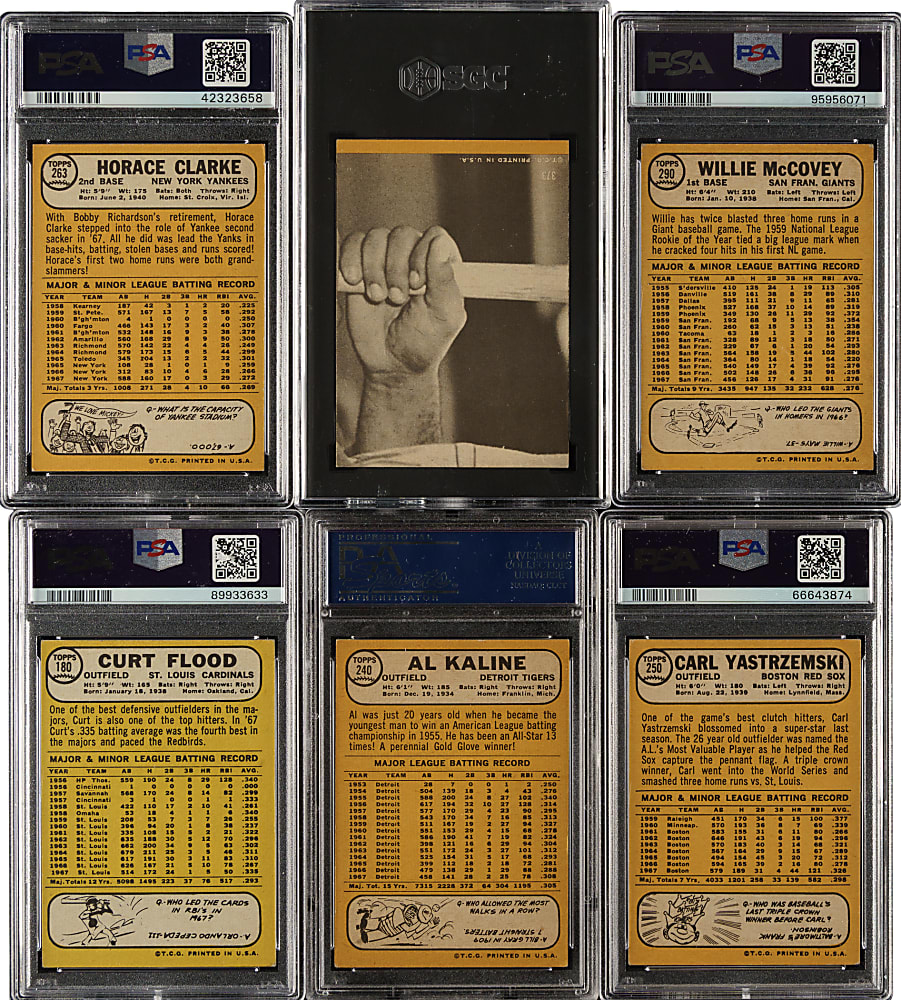 1968 Topps PSA- and SGC-Graded Collection (6) Including Al Kaline, Carl Yastrzemski, and Frank Robinson