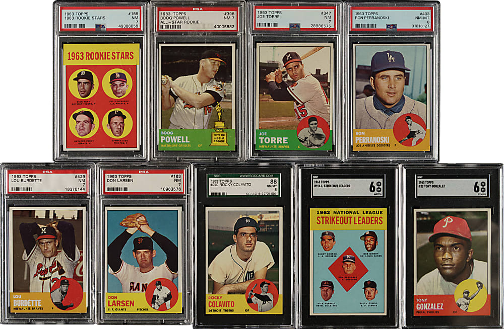 1963 Topps PSA-, SGC-, and CGC-Graded Collection (13) Including Al Kaline, Minnie Minoso, and Bob Gibson