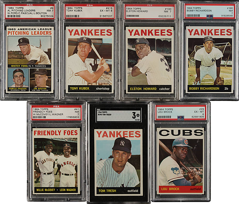 1964 Topps PSA- and SGC-Graded Collection (11) Including Lou Brock, Warren Spahn, and Brooks Robinson
