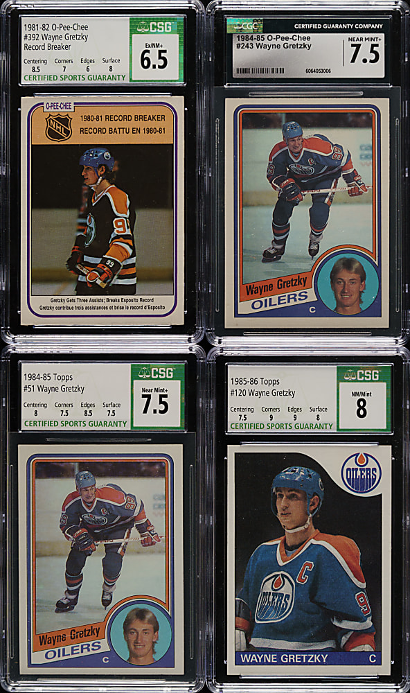 1981-1982 to 1985-1986 Topps and O-Pee-Chee Hockey Wayne Gretzky CSG-Graded Collection (10)