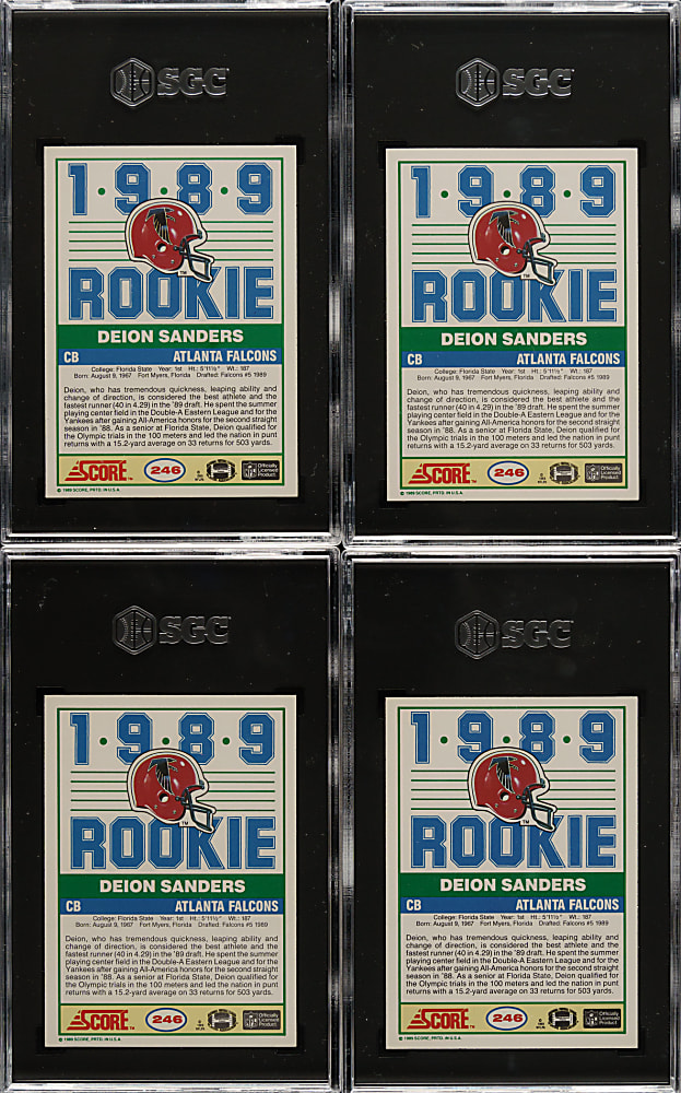 1989 Score Football #246 Deion Sanders Rookie SGC MINT+ 9.5 Collection (4)