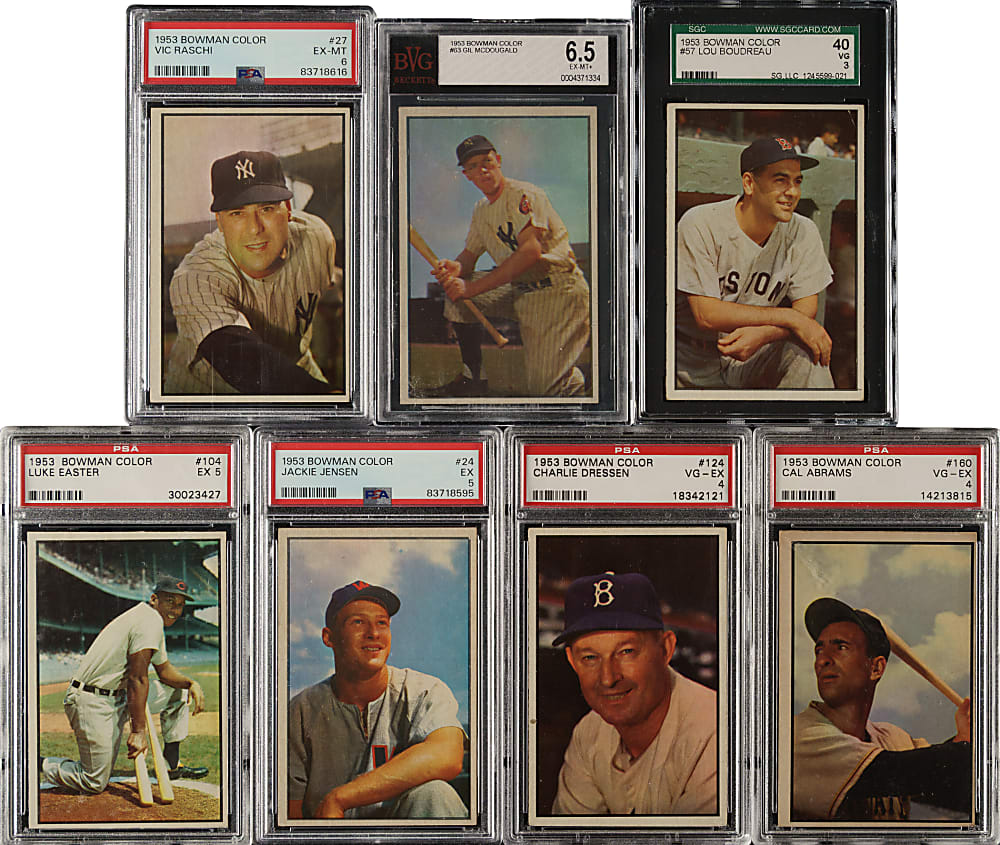 1953 Bowman Color PSA-, BVG-, and SGC-Graded Collection (7)