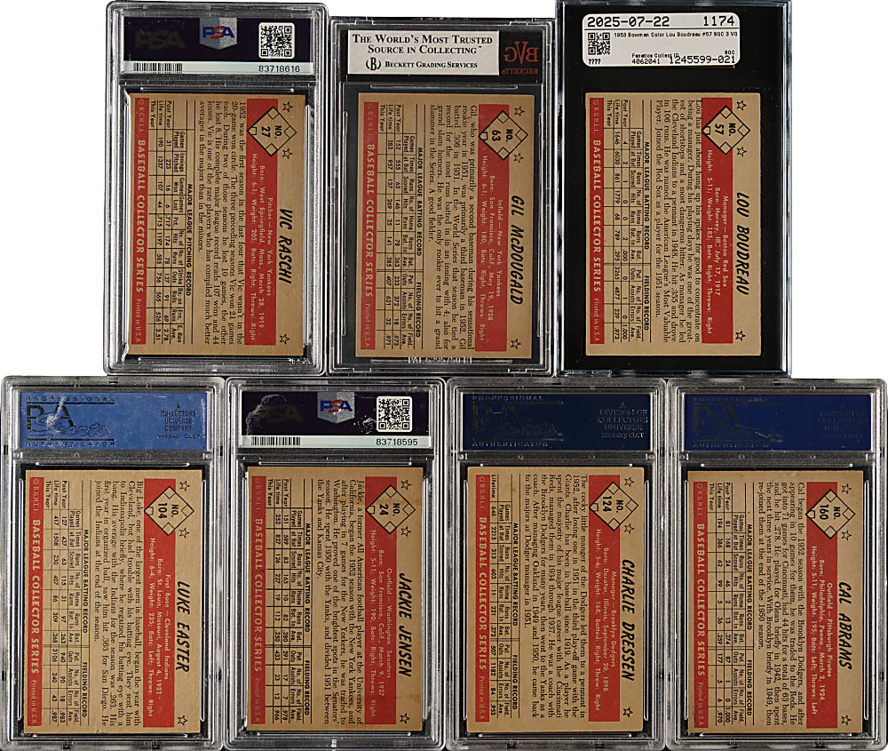 1953 Bowman Color PSA-, BVG-, and SGC-Graded Collection (7)