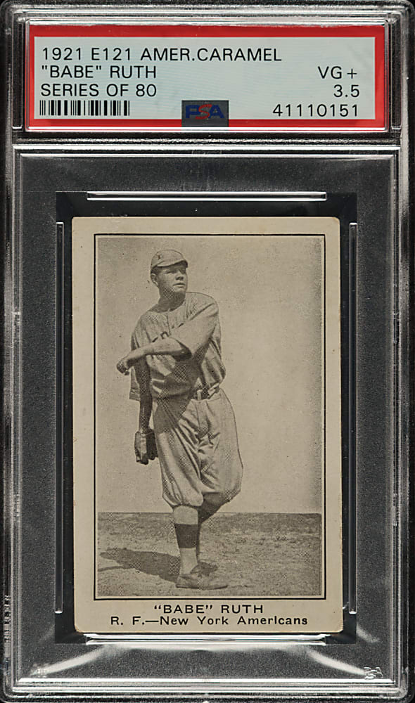 1921 E121 American Caramel (Series of 80) "Babe" Ruth PSA VG+ 3.5