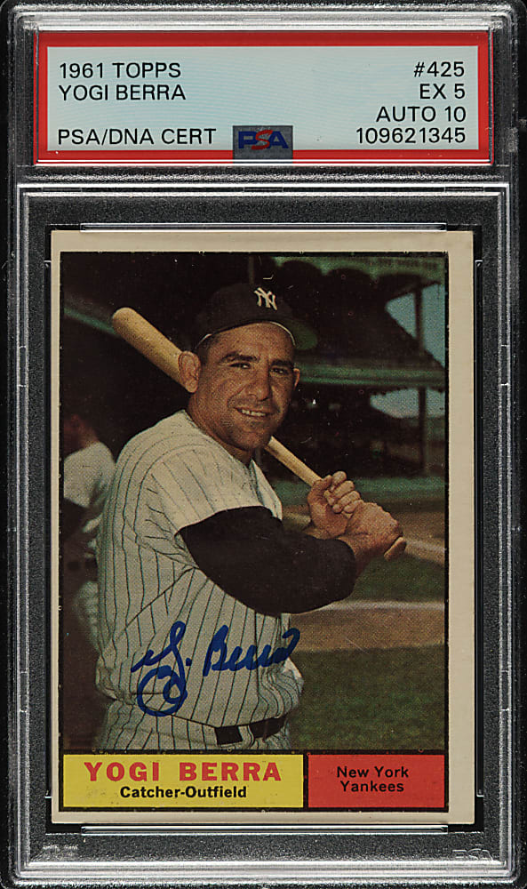 Signed 1961 Topps #425 Yogi Berra PSA EX 5 with GEM MINT 10 Signature