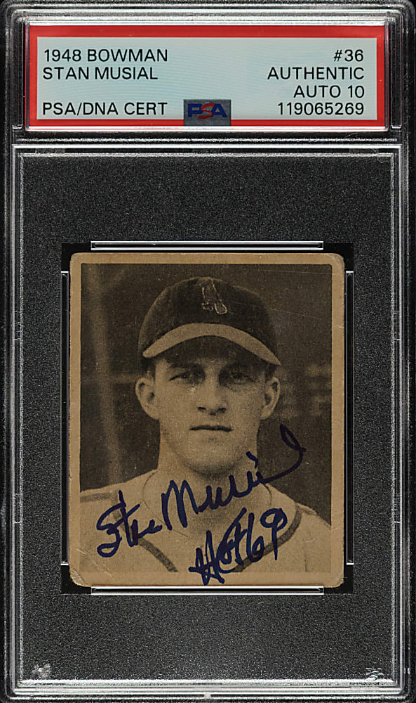 Signed 1948 Bowman #36 Stan Musial Rookie PSA/DNA GEM MINT 10